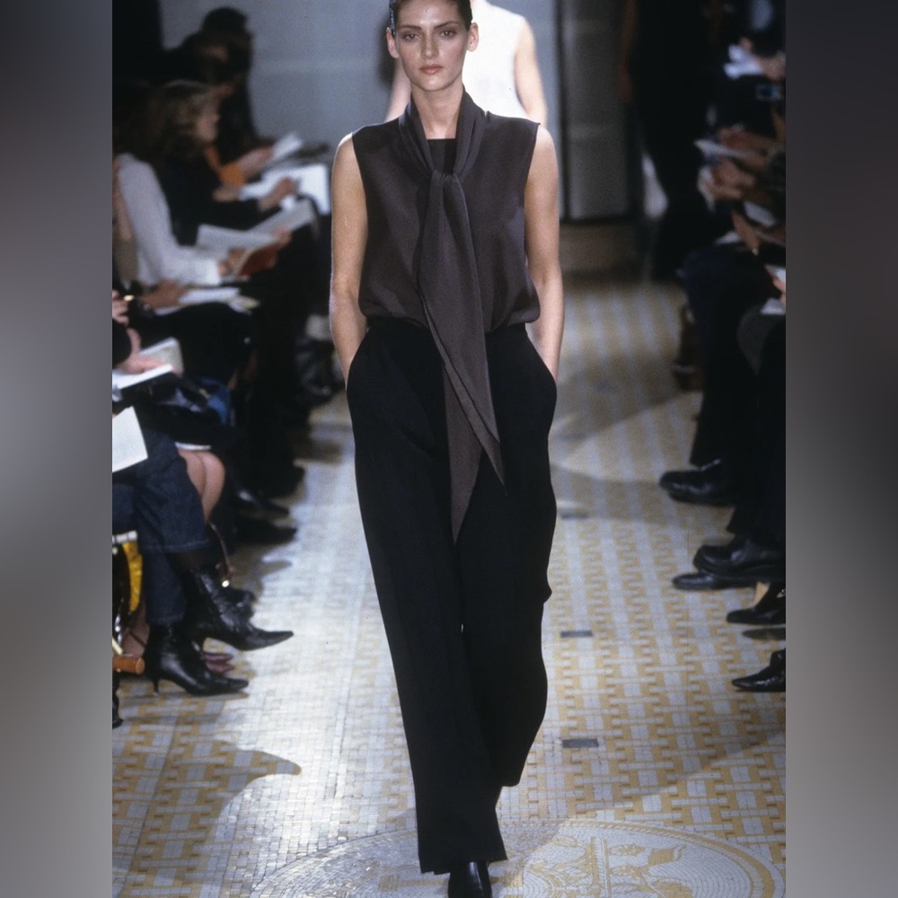 Hermès by Martin Margiela AW2001 Silk Trousers Charcoal Grey FR34